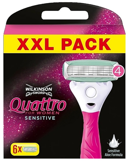 Wilkinson Sword Quattro For Women Sensitive náhradní břity 6 ks