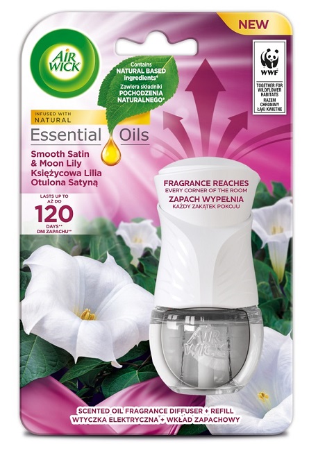 Airwick elektrik strojek + náhradní náplň Smooth Satin & Moon Lily 19 ml