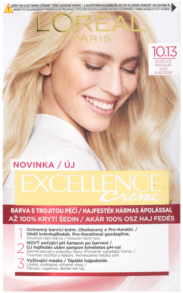 Loreal Paris Excellence Creme barva na vlasy 10.13 nejsvětlejší pravá blond