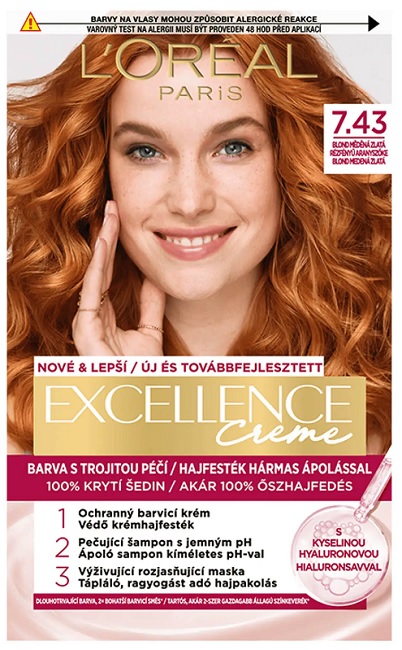 Loreal Paris Excellence Creme barva na vlasy 7.43 blond měděná zlatá