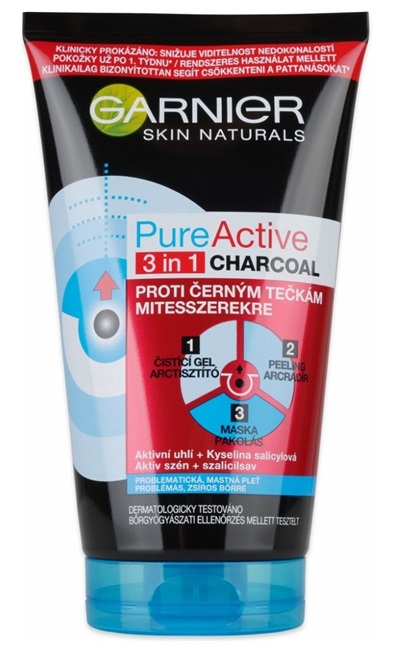 Garnier Skin Naturals Pure Active 3v1 aktivní uhlí proti černým tečkám 150 ml