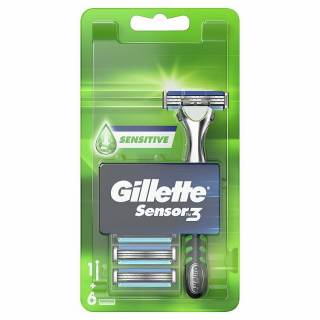Gillette Sensor3 Sensitive holící jednorázový strojek úchyt + 6 ks