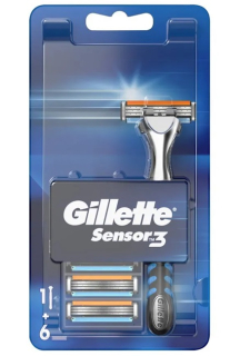 Gillette Sensor3 holící jednorázový strojek úchyt + 6 ks